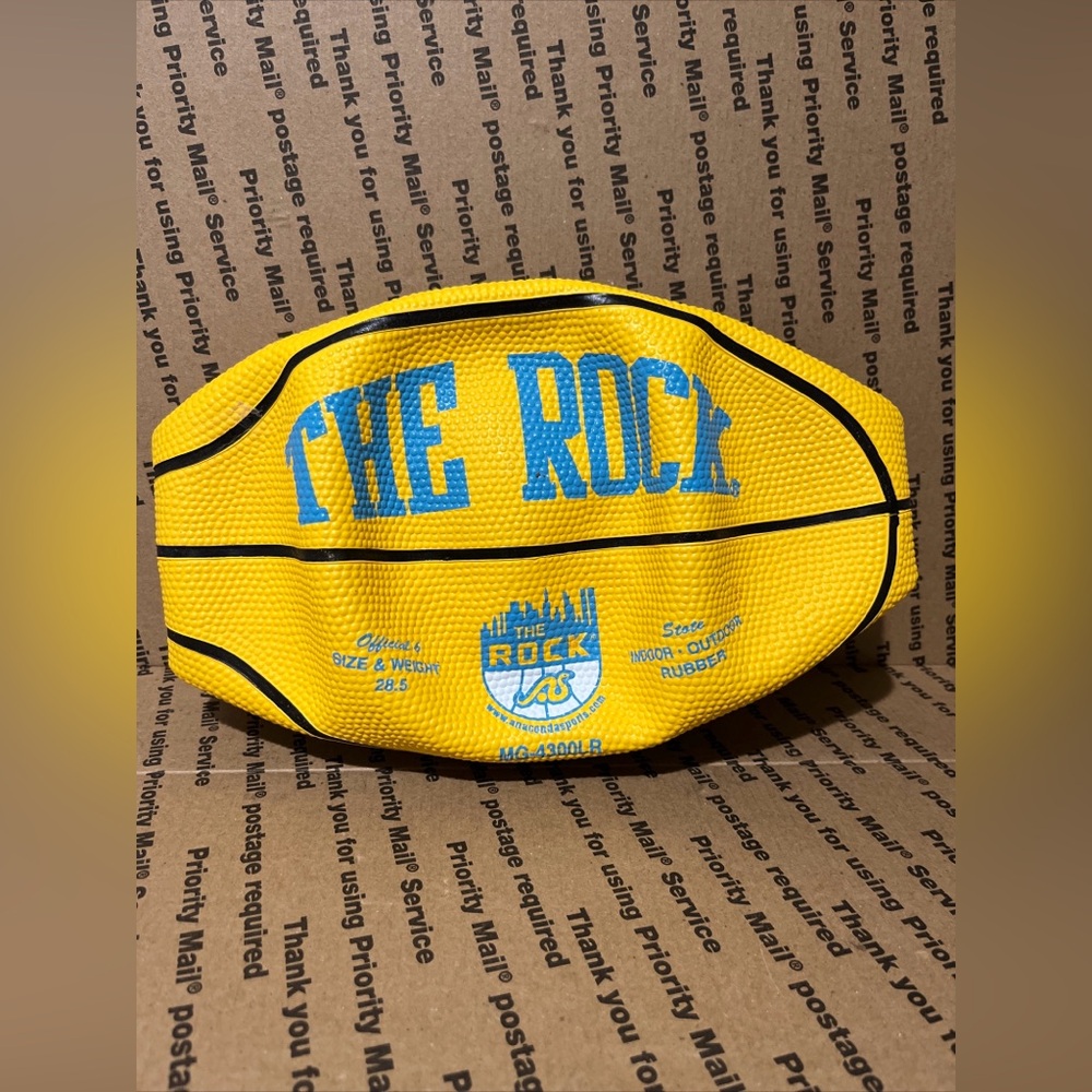 The Rock Slamma Jamma MG-4300LR Basketball Official Size 6 Yellow/White Rubber